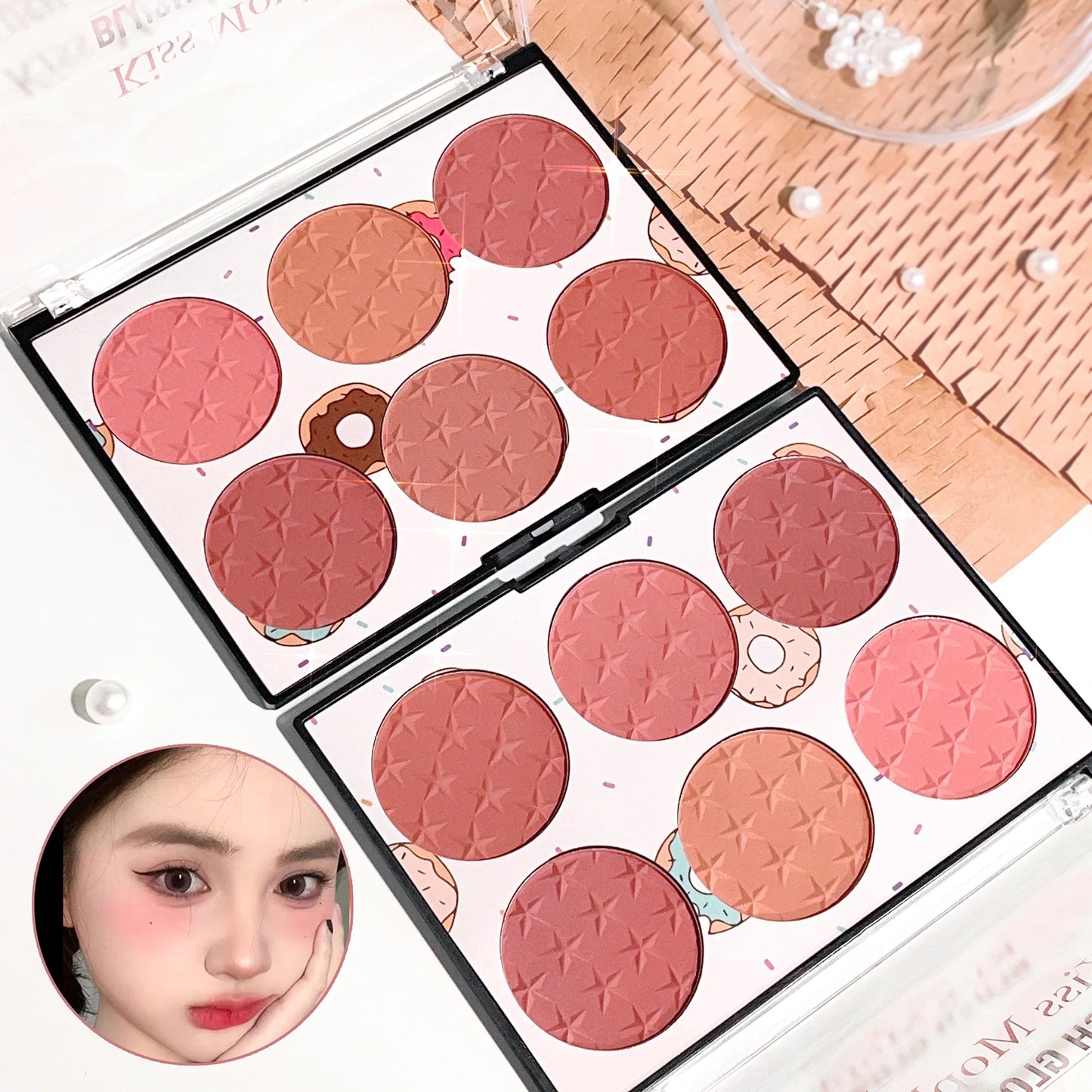 BlushBloom – 6-Color Waterproof Matte & Pearl Blush Palette