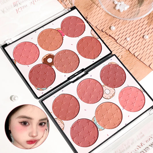 BlushBloom – 6-Color Waterproof Matte & Pearl Blush Palette