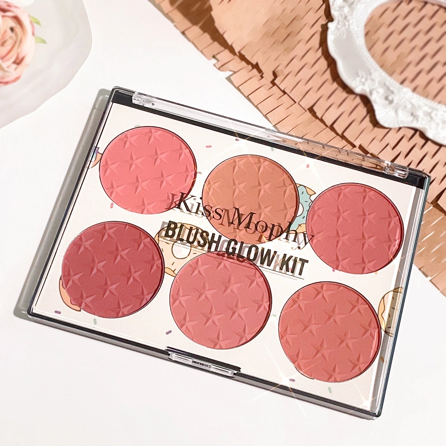 BlushBloom – 6-Color Waterproof Matte & Pearl Blush Palette