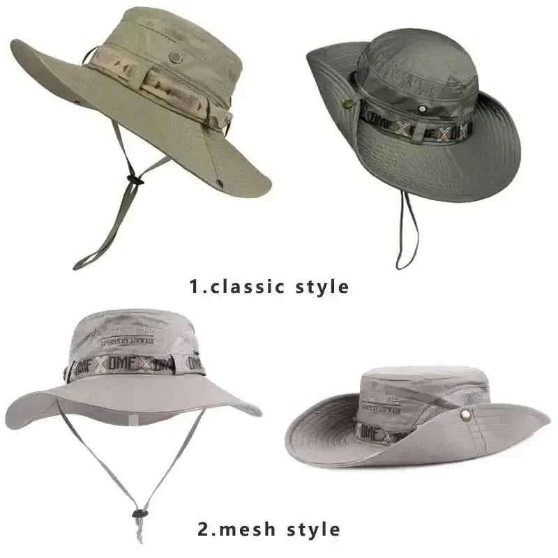Men’s Summer UV Protection Bucket Hat – Wide Brim Outdoor Sun Hat