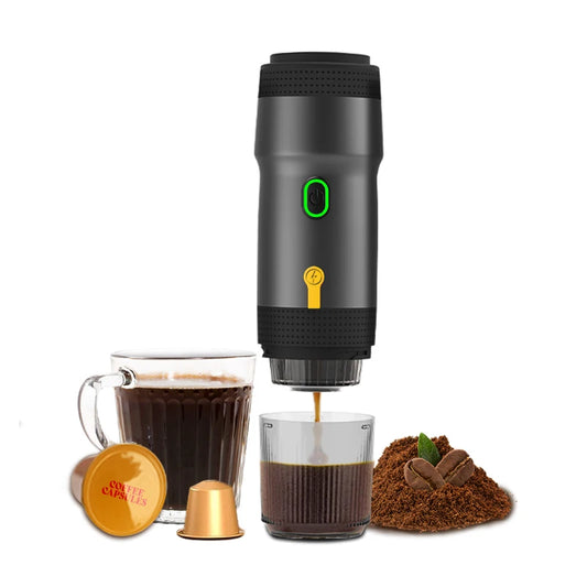 Portable Automatic Espresso Machine – For Large/Small Capsules & Ground Coffee