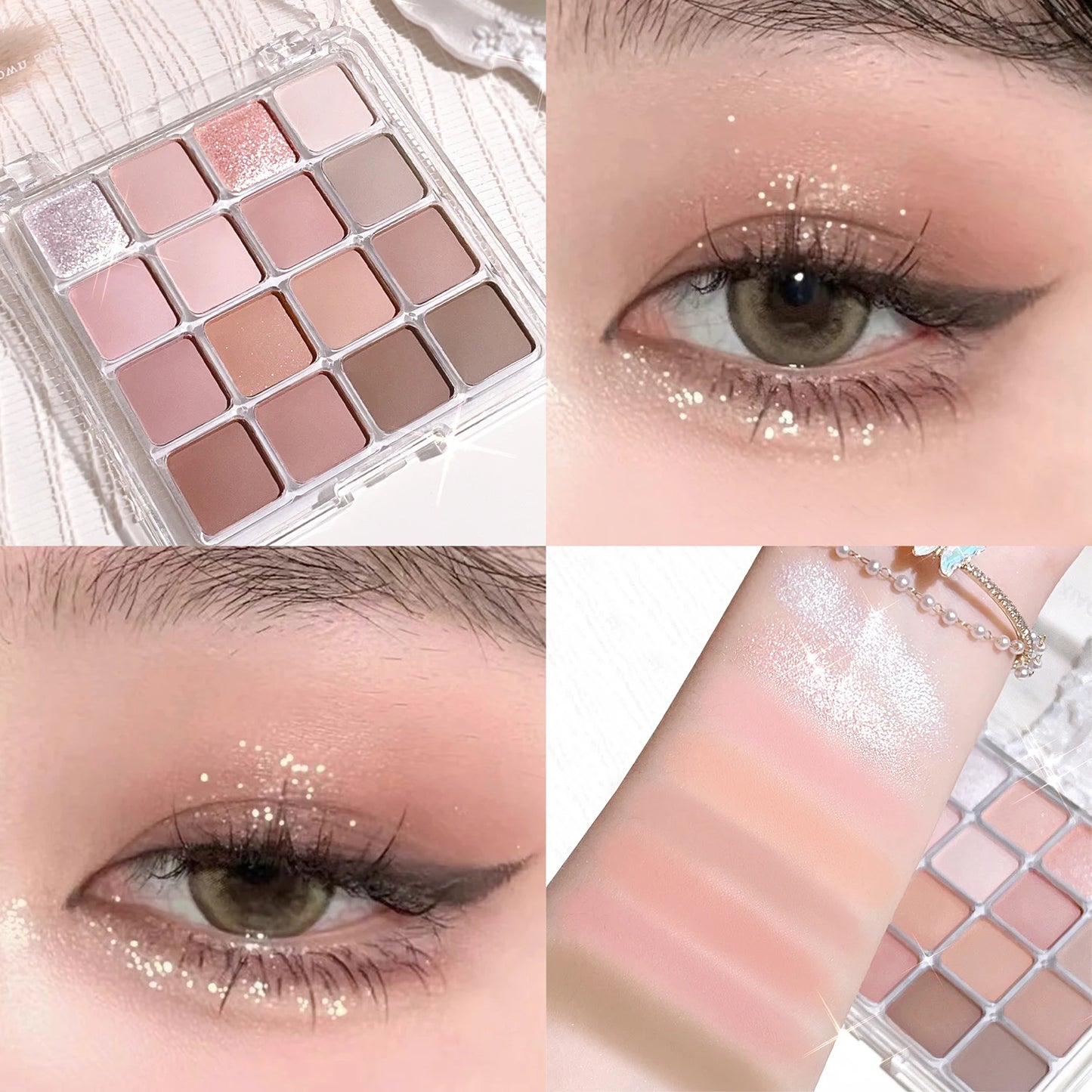 Sunset Glow 16-Color Eyeshadow Palette – Matte & Pearl Korean-Inspired Shades