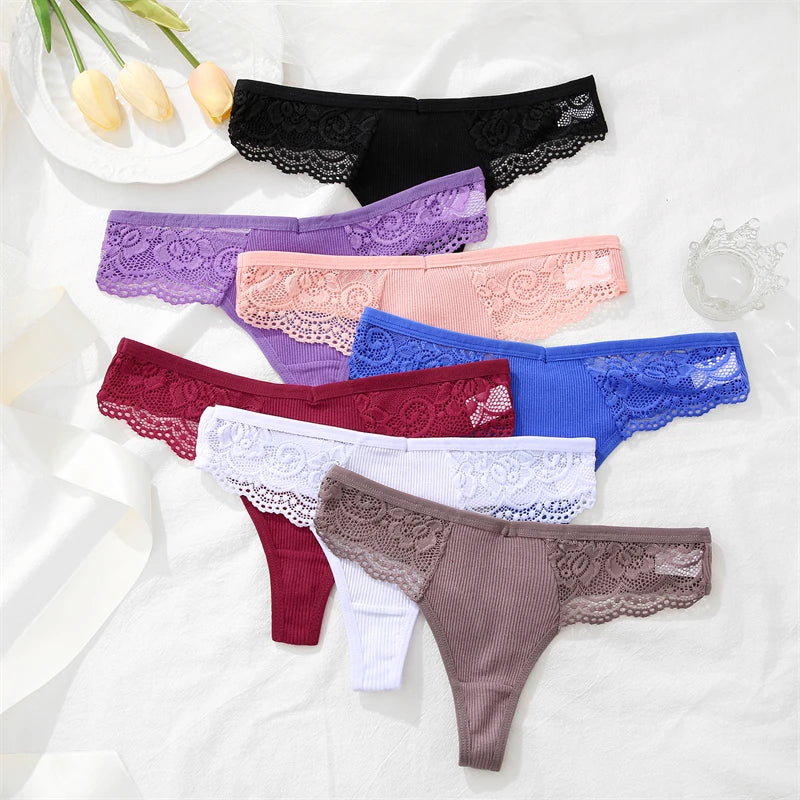LaceLuxe – 3PCS Women's Cotton Lace Thong Set