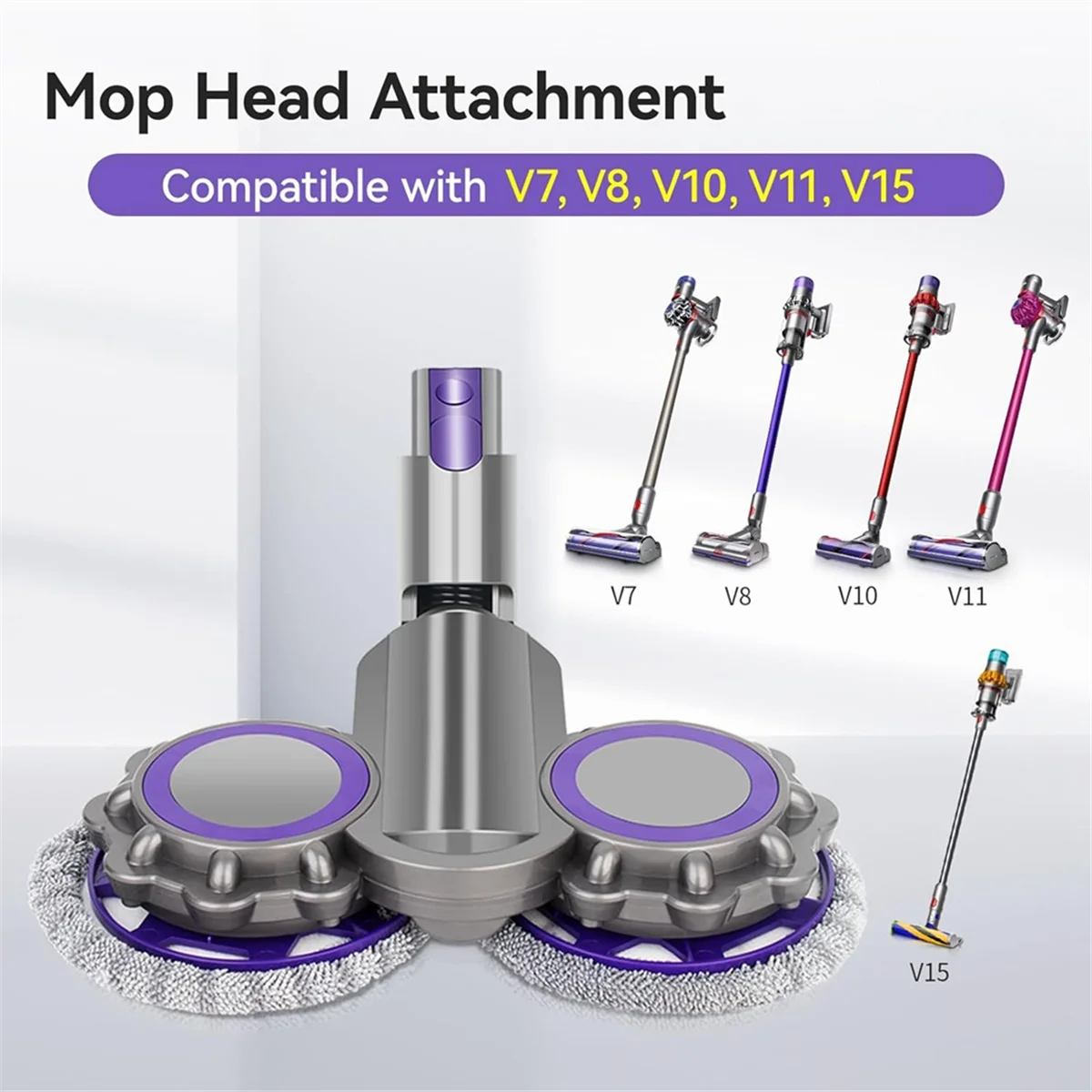 Wet & Dry Mop Head for Dyson V7–V15 – High-Efficiency Cleaning Head with Water Tank