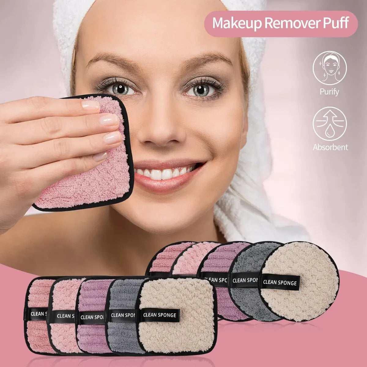 MAANGE Reusable Makeup Remover Pads – 10pcs Soft Microfiber Cotton Rounds