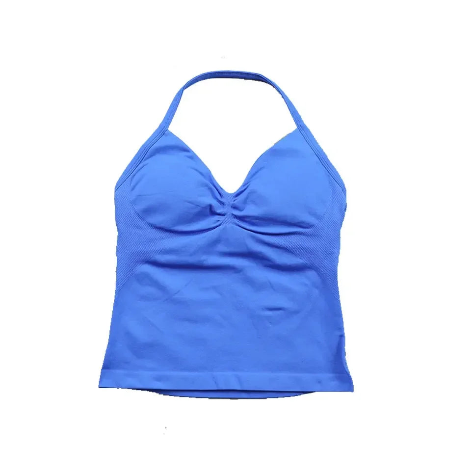 Impact Strappy Longline Yoga Top – Seamless, Backless, Built-In Bra