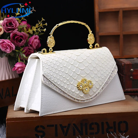 ViperLuxe – 2025 Snake-Print Leather Crossbody Shell Bag