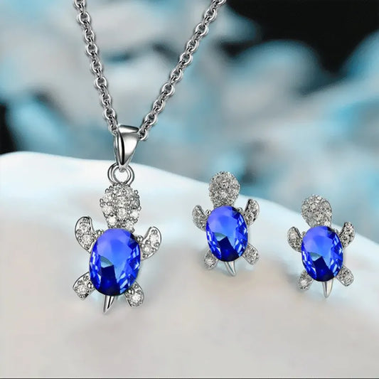 TurtleGlam – 3PCS Silver-Plated Multicolor Jewelry Set