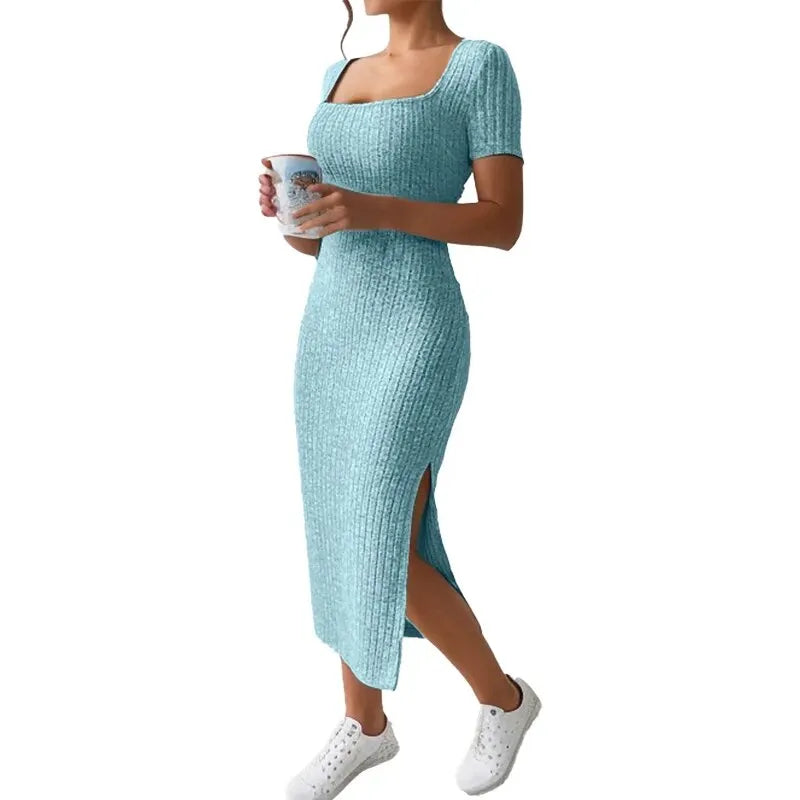 CurveKnit – Women's Summer Slit Bodycon Knit Dress