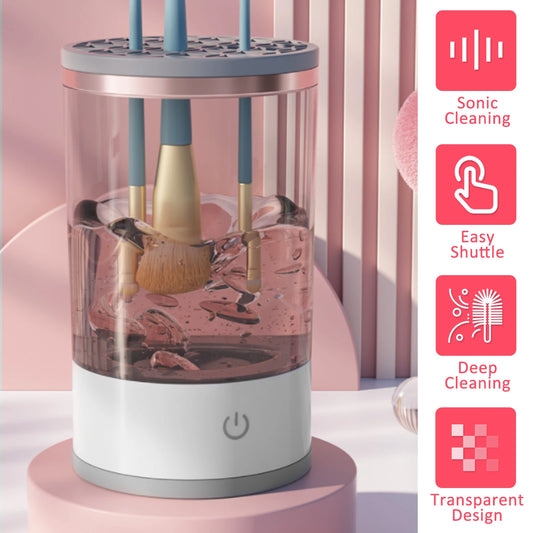 USB Electric Makeup Brush Cleaner – 2-in-1 Portable Washer & Drying Rack