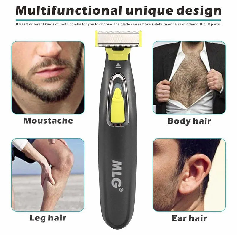 MLG Portable Electric Shaver & Full Body Trimmer – USB Rechargeable with T-Shaped Blade