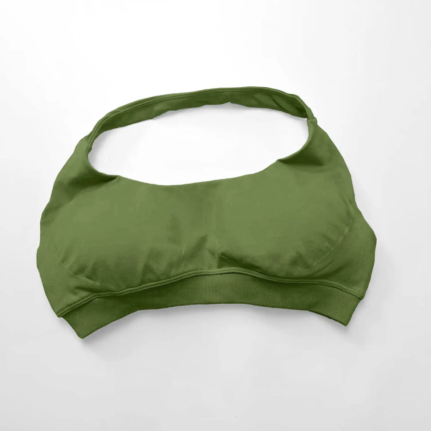 NCLAGEN Impact High-Support Seamless Sports Bra – Push-Up Halter Top with Open Back
