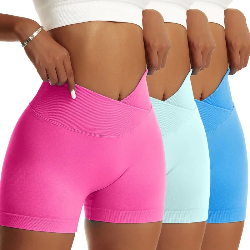 3-Pack Scrunch Butt Biker Shorts – High Waist Peach Hip Sports Set for Women