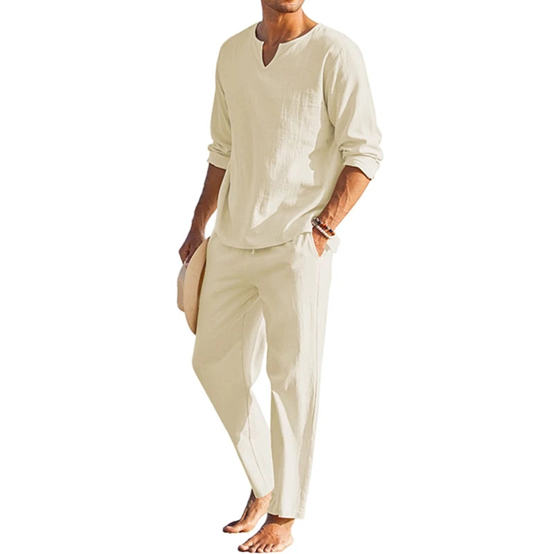 LinoSet – Men's 2-Piece Cotton Linen Loungewear