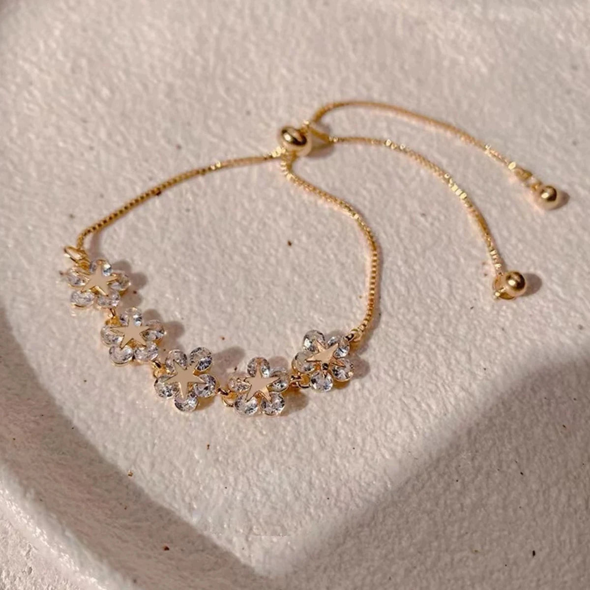 Luxury Flower & Butterfly Rhinestone Bracelet – Chic Korean-Inspired Jewelry