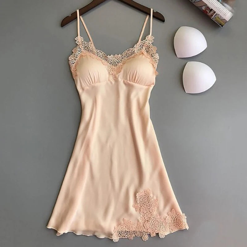 Sexy Women’s Silk Suspender Nightdress – Ice Silk Satin