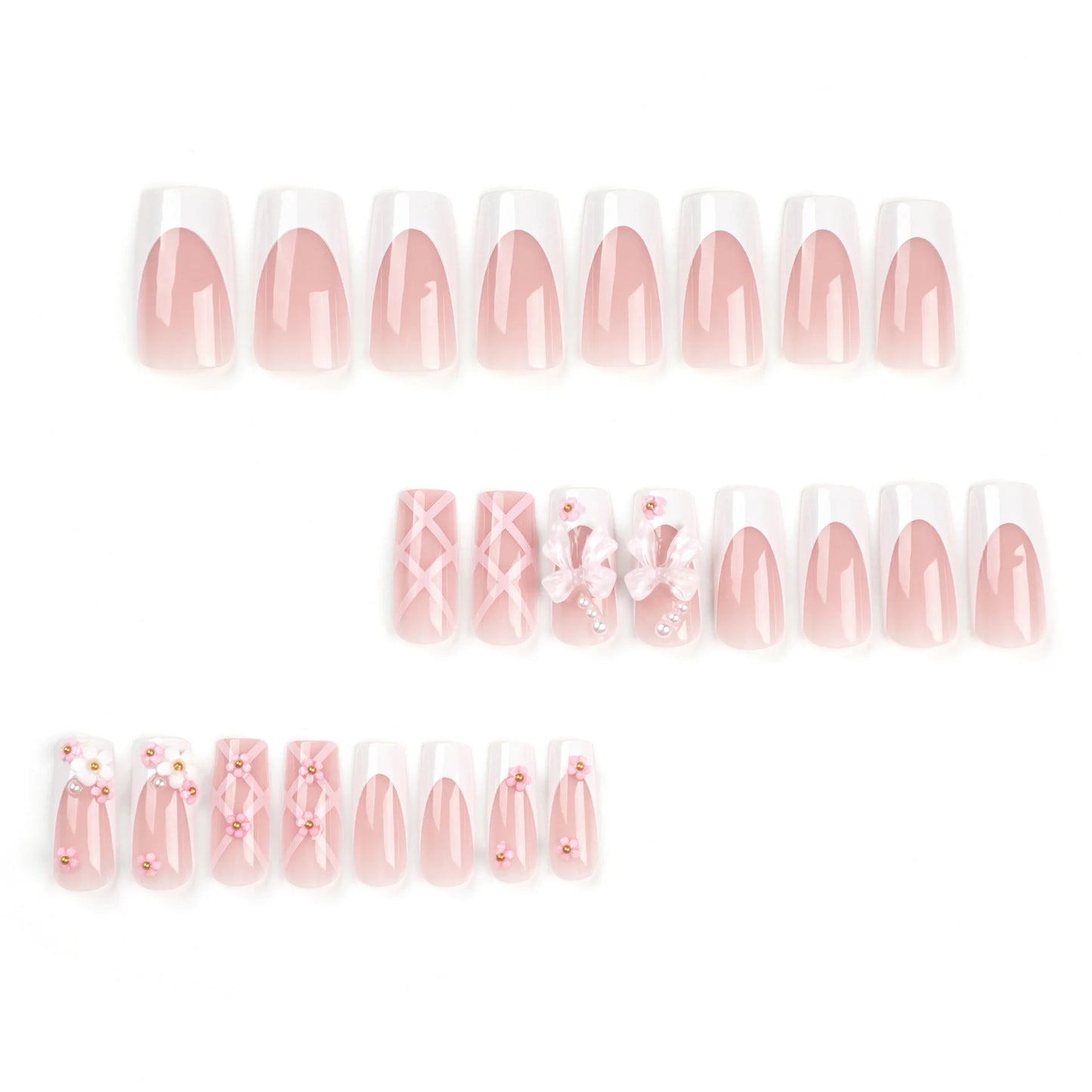 24-Piece Coffin-Shaped Press-On Nails Set – With File & Jelly Glue