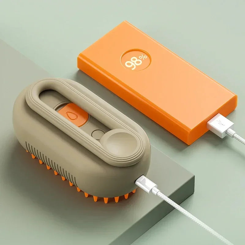 3-in-1 Pet Spray Massage Brush – Steam, Hair Removal & Rotating Comb for Cats & Dogs