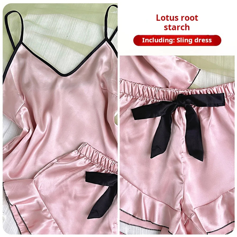 SatinEase – Women's Ruffle Satin Pajama Set