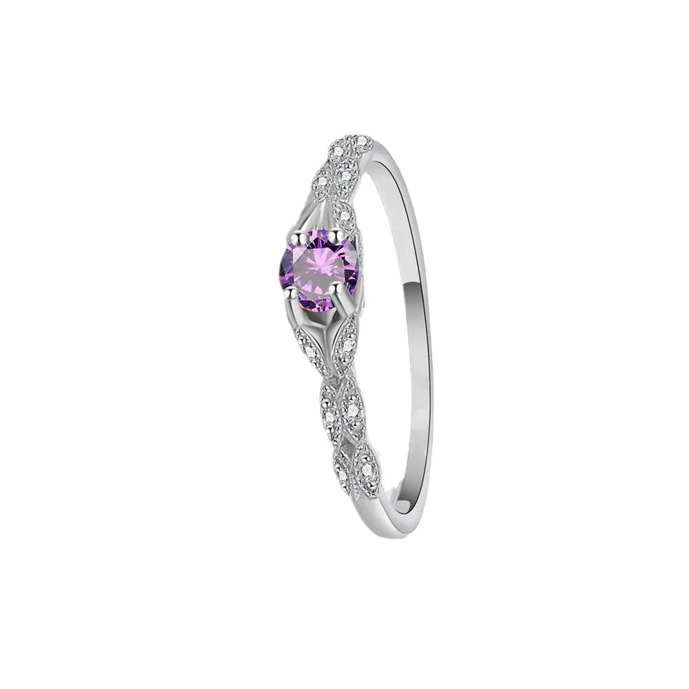 Amethyst Zirconia Women’s Ring – Elegant Light Luxury Gemstone Jewelry