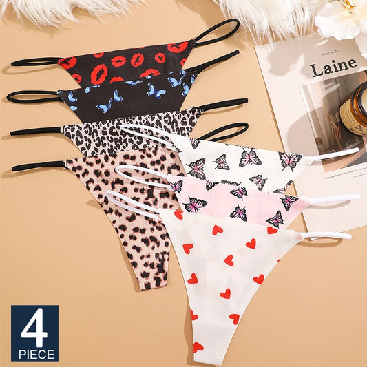 FINETOO 4PCS Seamless Thong Panties – Low Waist, Soft & Sexy