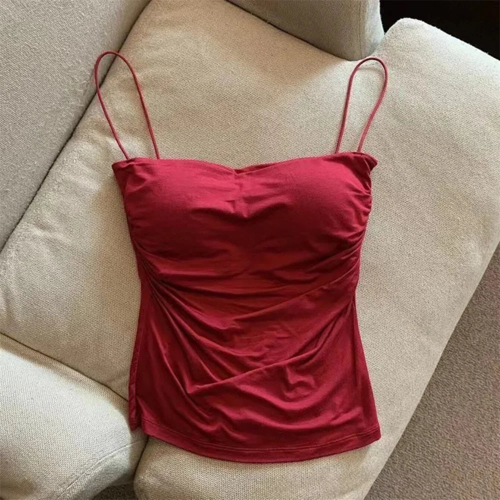 Stylish Waist Pleated Corset Top – Sleeveless, Supportive & Sexy
