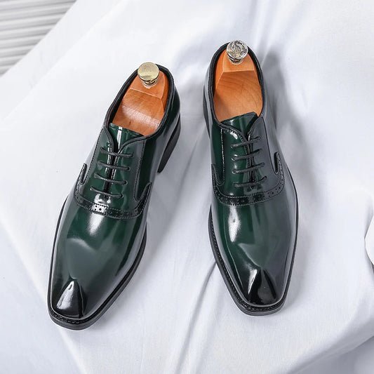 LuxeShine – Men’s Patent Leather Oxford Dress Shoes