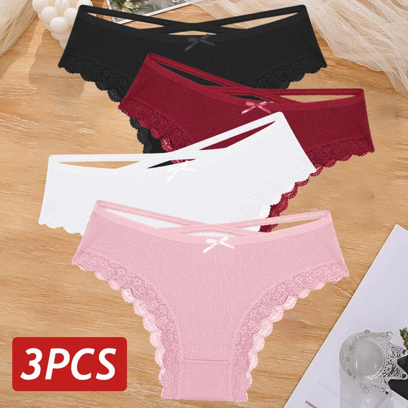 LaceBliss – 3PCS Women's Cotton Brazilian Panties Set