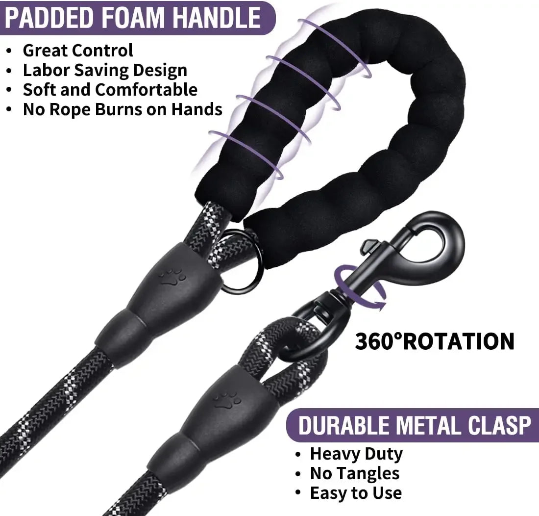 Reflective Strong Dog Leash – Durable Pull-Resistant Leash for Small to Large Dogs