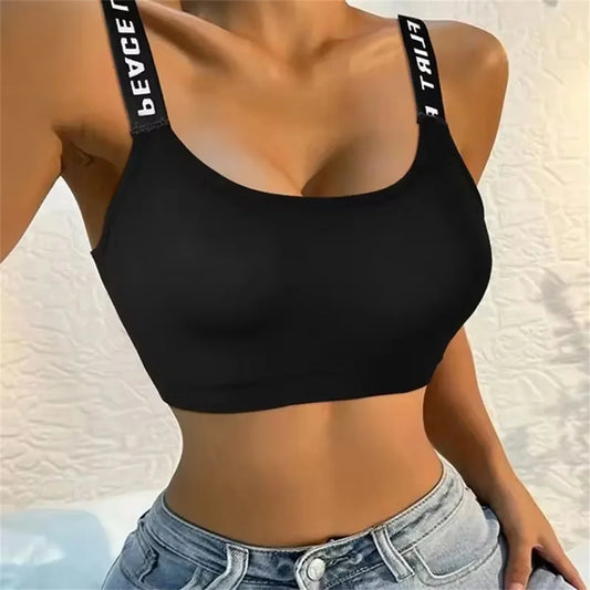 Heart Strap Sports Bra – Wireless Padded Wrap Top for Yoga & Fitness