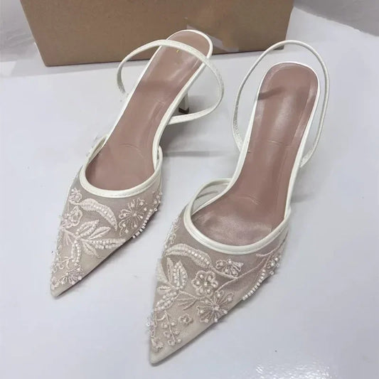 MeshMuse – Printed Stiletto Pointed Mules