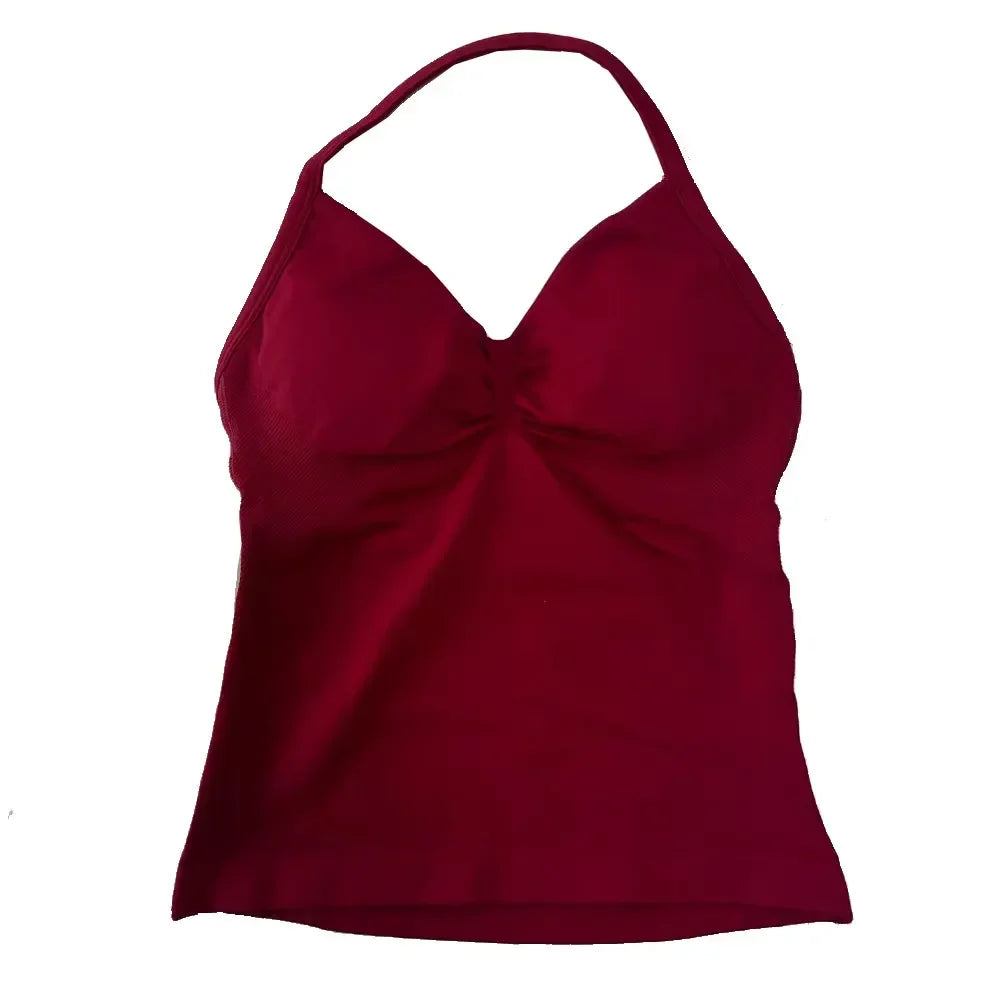 Impact Strappy Longline Yoga Top – Seamless, Backless, Built-In Bra