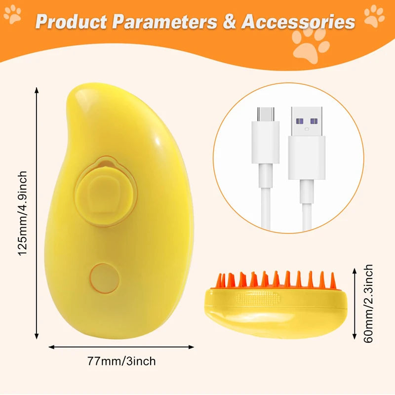 3-in-1 Electric Pet Grooming Brush – Steam Spray, Hair Removal & Massage Comb