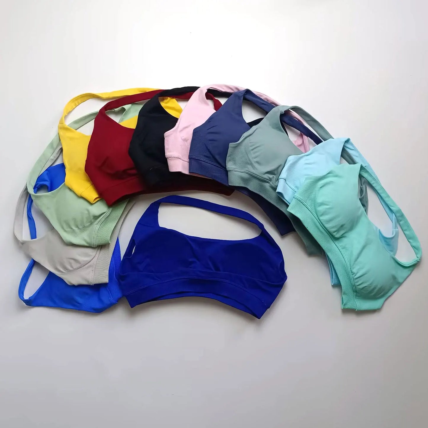 NCLAGEN Impact High-Support Seamless Sports Bra – Push-Up Halter Top with Open Back