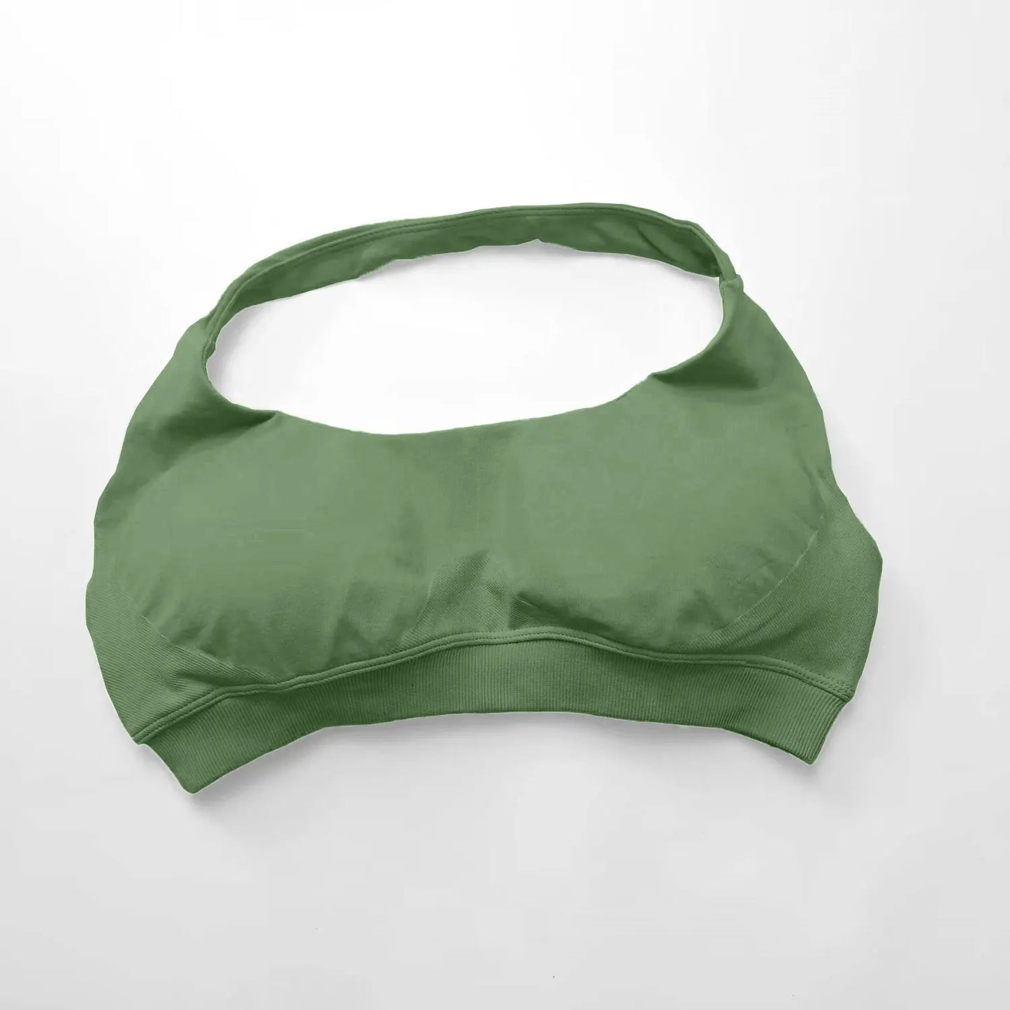 NCLAGEN Impact High-Support Seamless Sports Bra – Push-Up Halter Top with Open Back