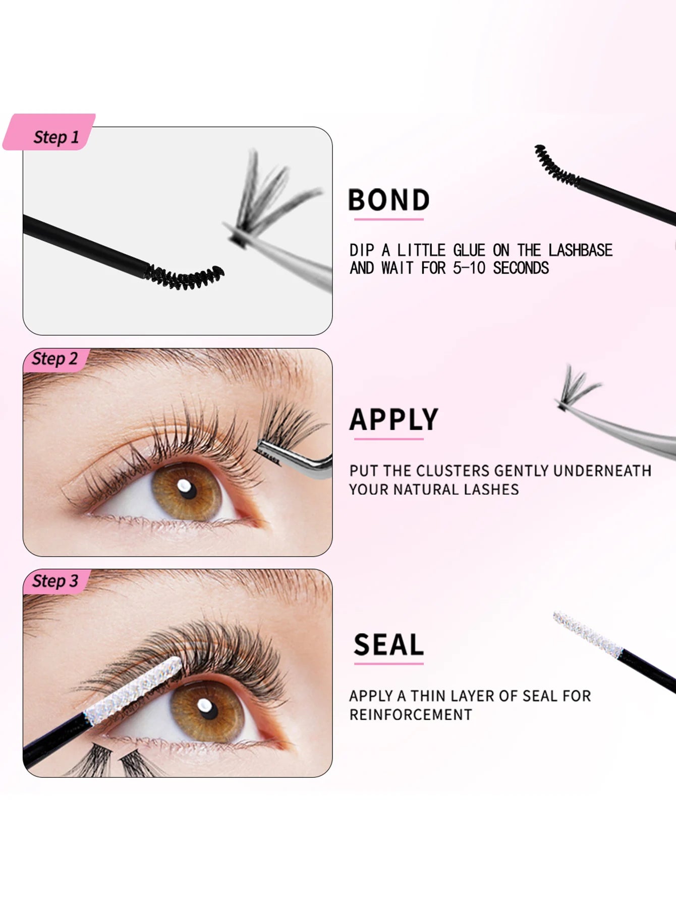DIY Eyelash Extension Kit – Cluster Lashes with Bond, Seal & Applicator