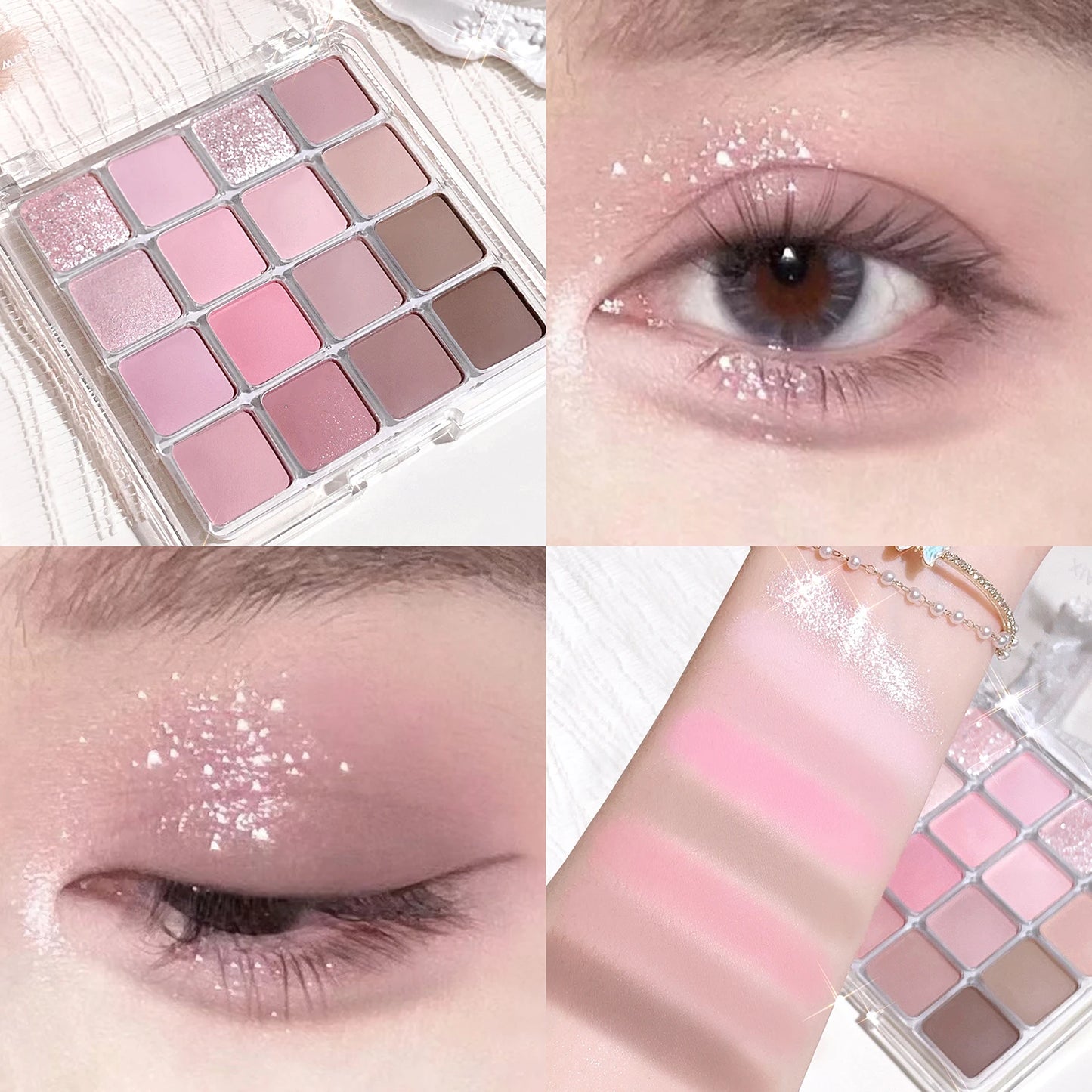 Sunset Glow 16-Color Eyeshadow Palette – Matte & Pearl Korean-Inspired Shades
