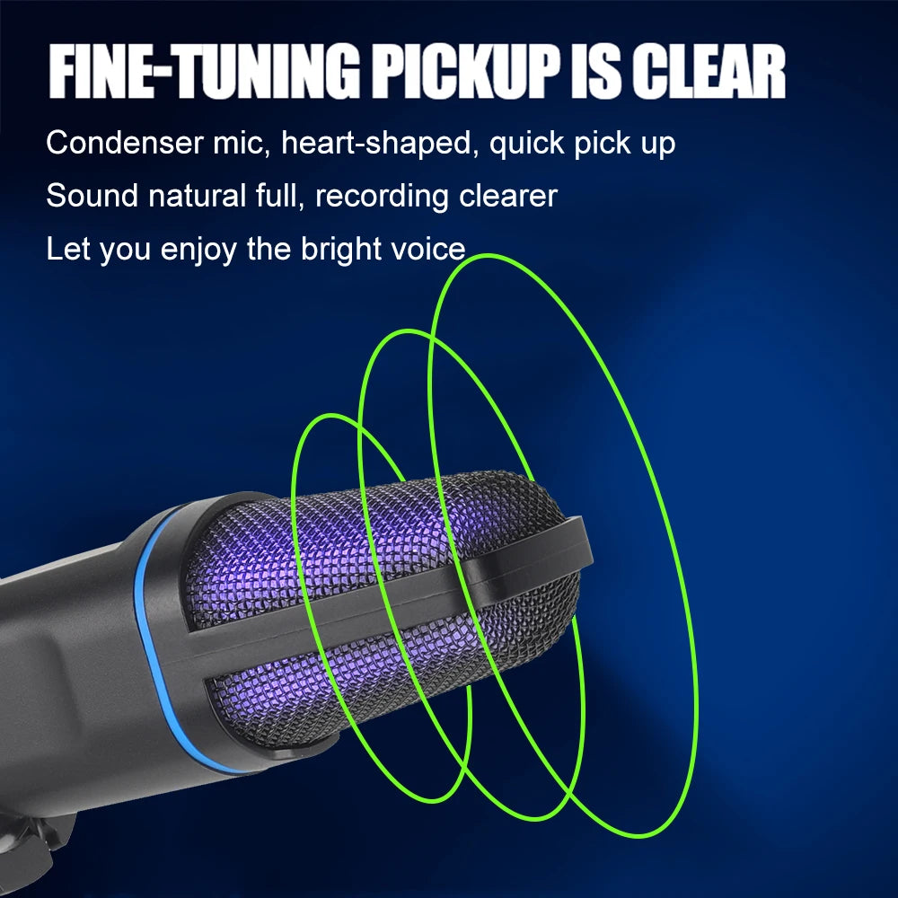 GlowCast – RGB USB Condenser Microphone for Gaming & Streaming