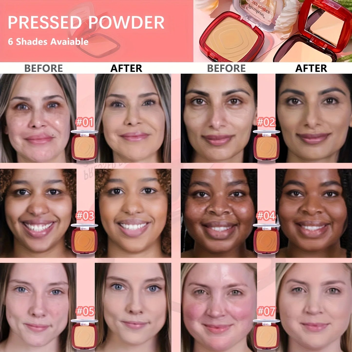 Matte Full-Coverage Pressed Powder Foundation – 24H Fresh Wear