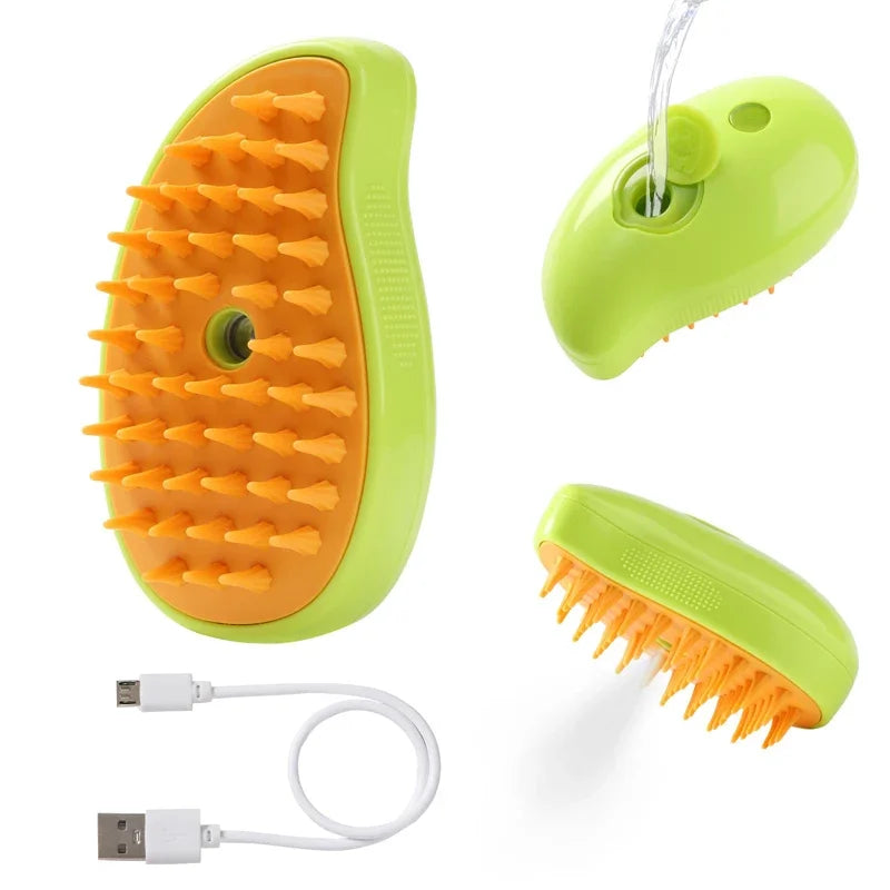 3-in-1 Electric Pet Grooming Brush – Steam Spray, Hair Removal & Massage Comb