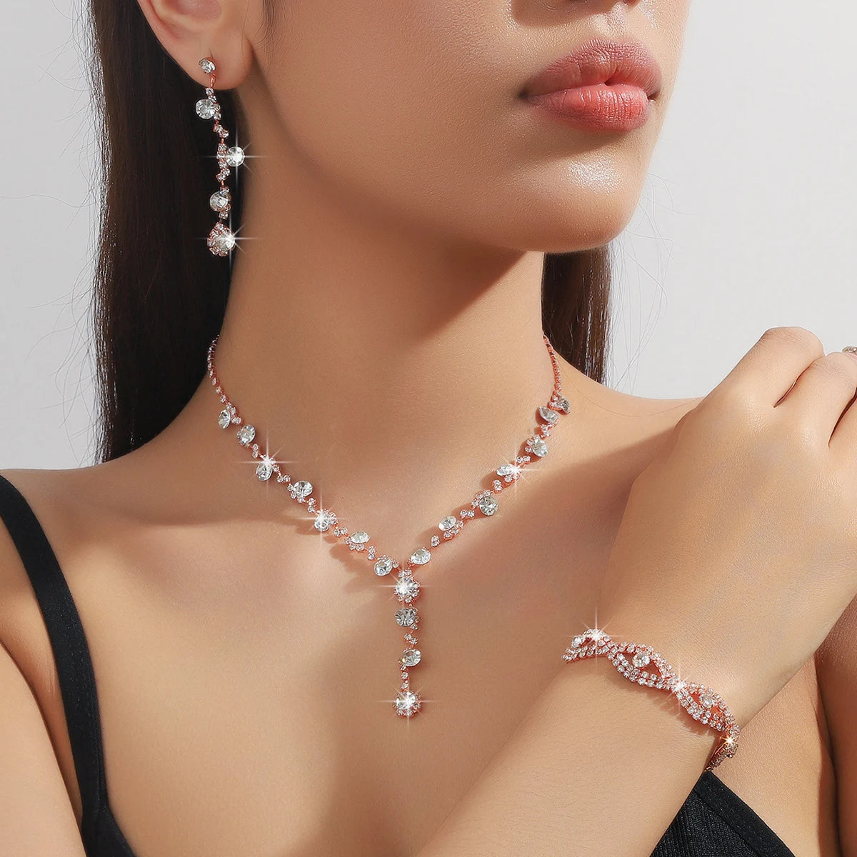 Sunflower Jewelry Set – 4PC Copper Claw Chain Necklace, Earrings, Bracelet for Women