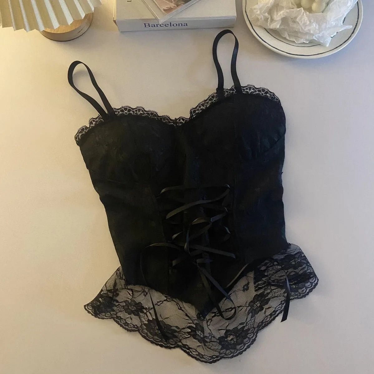 Sexy Lace Corset Crop Top – Women’s Sleeveless Camisole