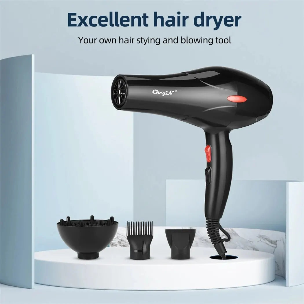 CkeyiN 1600W Professional Hair Dryer – Negative Ion Blow Dryer with Diffuser & Concentrator