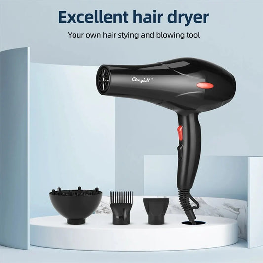 CkeyiN 1600W Professional Hair Dryer – Negative Ion Blow Dryer with Diffuser & Concentrator