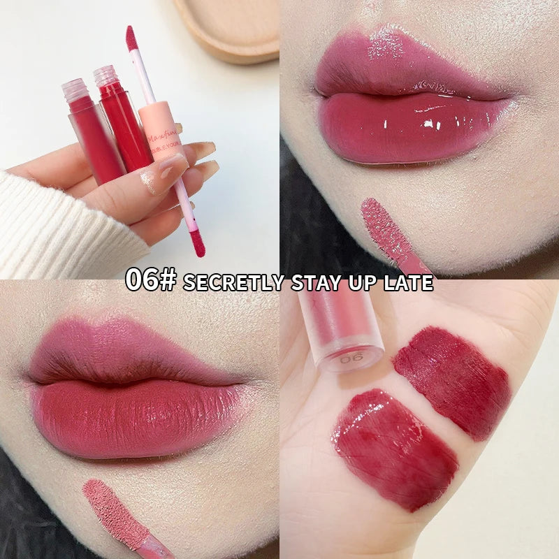 Double-End Lip Glaze – Mirror Gloss & Matte Velvet Duo