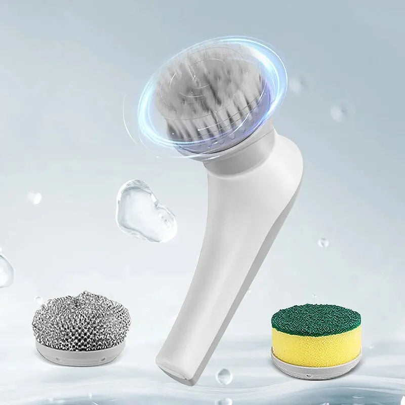 3-in-1 Electric Cleaning Brush – USB Rechargeable with Rotating Sponge, Nylon & Wire Brushes