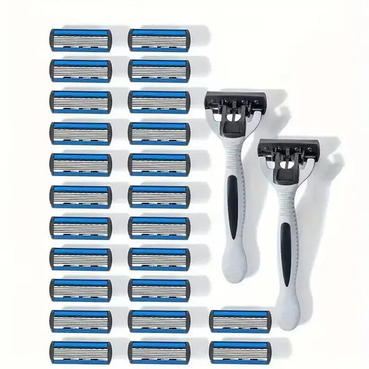 Men’s 6-Layer Stainless Steel Manual Safety Razor – Replaceable Head Shaving Tool