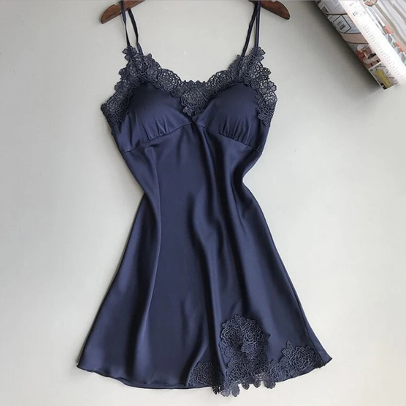 Sexy Women’s Silk Suspender Nightdress – Ice Silk Satin