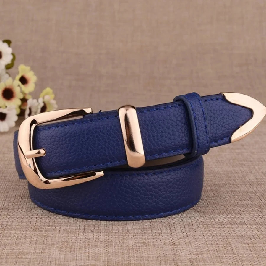 Vintage White Leather Trouser Belt – Classic Pin Buckle for Women