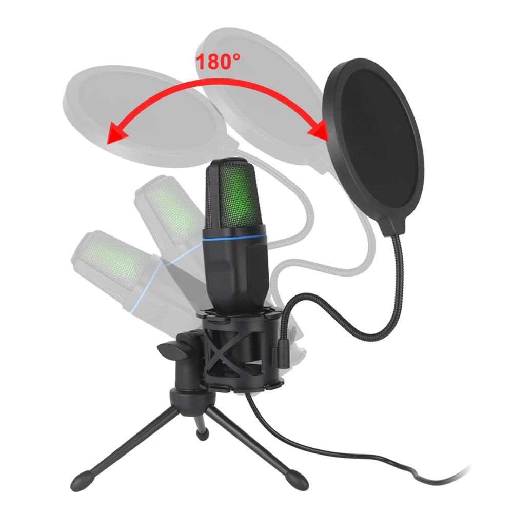 GlowCast – RGB USB Condenser Microphone for Gaming & Streaming